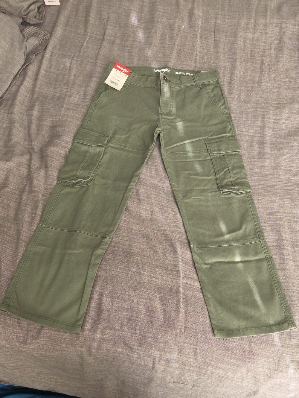 Wrangler Boy's 10 Husky Olive Classic Straight Cargo Pants NEW